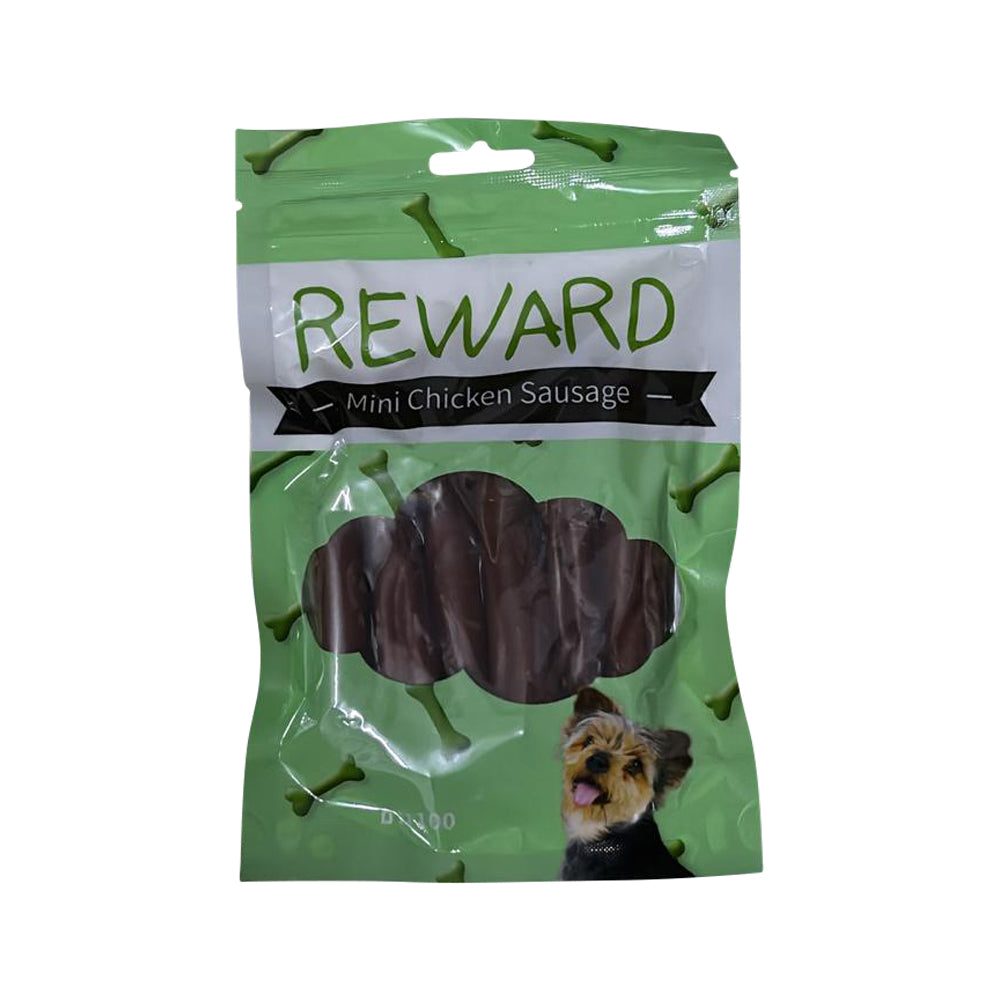 חטיף REWARD לכלב - נקניקיות עוף 100 גרם בקופסה