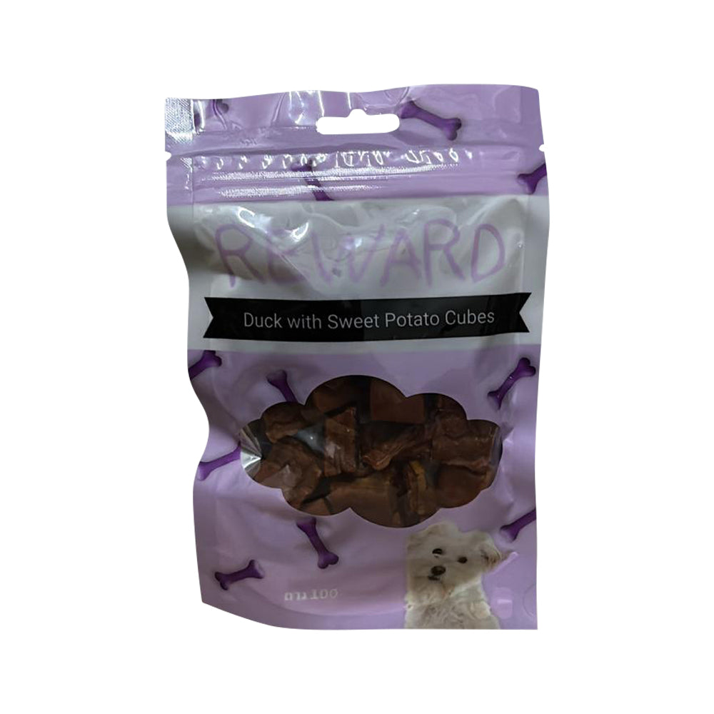 חטיף REWARD לכלב - קוביות ברווז ובטטה 100 גרם בקופסה