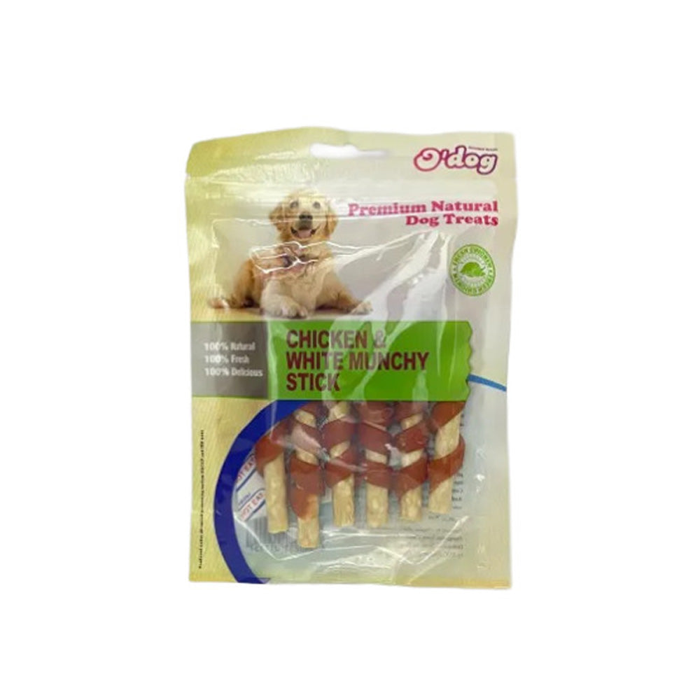 אודוג חטיף לכלב מקלוני מנצ'י עוף 100 גרם בקופסה